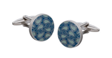Load image into Gallery viewer, R P LINKS / SILVER / BLUE PAISLEY ENAMEL DESIGN