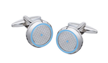 Load image into Gallery viewer, R P LINKS / SILVER / LIGHT BLUE ENAMEL ROUND DESIGN