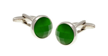 Load image into Gallery viewer, R P LINKS / SILVER / EMERALD GREEN CATS EYE ROUND DESIGN
