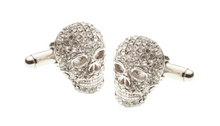 Load image into Gallery viewer, R P CUFF LINKS / SKULL CRYSTAL AND SILVER DESIGN