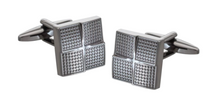 Load image into Gallery viewer, R P CUFF LINKS / SILVER GUNMETAL SQUARES DESIGN