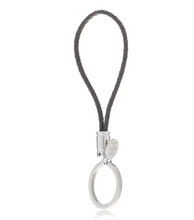 Load image into Gallery viewer, R P KEY RING / SILVER / BROWN BRAIDED LEATHER