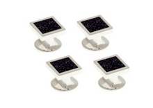 Load image into Gallery viewer, R P FORMAL 4 STUD SET / SILVER / NAVY BLUE GOLDSTONE SQUARE DESIGN