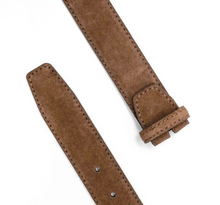 Load image into Gallery viewer, R P BELT / BROWN SUEDE / HAND MADE IN ITALY / BUCKLE / GOLD / SILVER / MATT SILVER