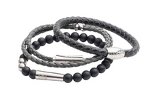 Load image into Gallery viewer, R P BRACELET / SILVER / GREY JASPER BEADS