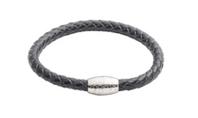 Load image into Gallery viewer, R P BRACELET / SILVER / BLACK BRAIDED LEATHER