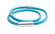 Load image into Gallery viewer, R P BRACELET / SILVER / TURQUOISE LEATHER / DOUBLE WRAP