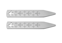Load image into Gallery viewer, R P COLLAR STAYS / ENGRAVED FLEUR DE LYS