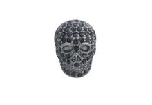 Load image into Gallery viewer, R P LAPEL PIN / BLACK GUNMETAL CRYSTAL SKULL DESIGN