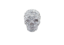 Load image into Gallery viewer, R P LAPEL PIN / SILVER CRYSTAL SKULL DESIGN