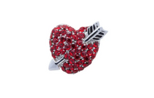 Load image into Gallery viewer, R P LAPEL PIN / RED CRYSTAL HEART DESIGN