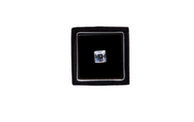Load image into Gallery viewer, R P LAPEL PIN / BLACK ONYX SQUARE AND CRYSTAL DESIGN