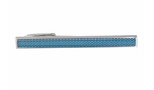 Load image into Gallery viewer, R P TIE CLIP / SILVER / BLUE ENAMEL ENGRAVED DESIGN