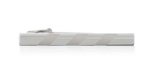 Load image into Gallery viewer, R P TIE CLIP / SILVER ENGRAVED STRIPE DESIGN