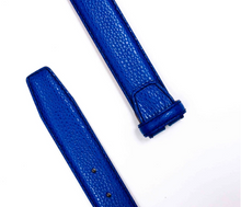 Load image into Gallery viewer, R P BELT / COBALT BLUE PEBBLE CALF / HAND MADE IN ITALY / BUCKLE / GOLD / SILVER / MATT SILVER