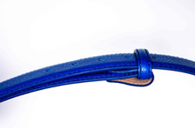 Load image into Gallery viewer, R P BELT / COBALT BLUE PEBBLE CALF / HAND MADE IN ITALY / BUCKLE / GOLD / SILVER / MATT SILVER
