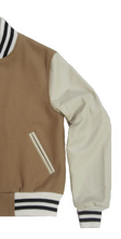 Load image into Gallery viewer, R P LUXURY VARSITY JACKET / CAMEL / CREAM / HAND MADE IN USA / XS TO XXL