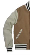 Load image into Gallery viewer, R P LUXURY VARSITY JACKET / CAMEL / CREAM / HAND MADE IN USA / XS TO XXL
