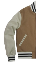 Load image into Gallery viewer, R P LUXURY VARSITY JACKET / CAMEL / CREAM / HAND MADE IN USA / XS TO XXL