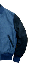 Load image into Gallery viewer, R P LUXURY VARSITY JACKET / NAVY BLUE SUEDE / HAND MADE IN USA / XS TO XXL