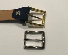 Load image into Gallery viewer, R P BELT / NAVY SUEDE / HAND MADE IN ITALY / BUCKLE / GOLD / SILVER / MATT SILVER