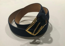 Load image into Gallery viewer, R P BELT / NAVY SUEDE / HAND MADE IN ITALY / BUCKLE / GOLD / SILVER / MATT SILVER