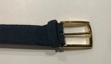 Load image into Gallery viewer, R P BELT / NAVY SUEDE / HAND MADE IN ITALY / BUCKLE / GOLD / SILVER / MATT SILVER