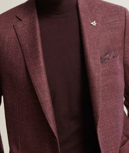 R P SPORTS JACKET / BURGUNDY / CLASSIC FIT / WOOL / SILK / CASHMERE