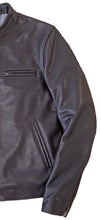 Load image into Gallery viewer, R P LUXURY BANDED COLLAR LEATHER JACKET / BLACK &amp; DARK BROWN / HAND MADE IN USA / S TO XXL
