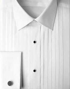 R P SHIRT / MENS / WHITE / FINE COTTON / FORMAL / PLEATED / SIZE 14 TO 19 1/2 / SLEEVES 32 TO 37