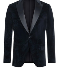 Load image into Gallery viewer, R P BLACK VELVET DINNER JACKET / FLORAL DESIGN / SATIN PEAK LAPEL / 34 TO 64 / REG / SHORT / LONG / EXTRA LONG
