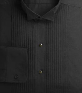 R P SHIRT / MENS / WHITE & BLACK / FORMAL / WING COLLAR / PLEATED / CLASSIC FIT / EXTRA SMALL TO 6 EXTRA LARGE / SLEEVES 30” TO 39”