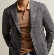 Load image into Gallery viewer, R P SPORTS JACKET / SOFT JACKET / GREY PLAID / MODREN  SLIM CONTEMPORARY FIT / WOOL / SILK / COTTON KNIT
