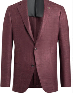 R P SPORTS JACKET / BURGUNDY / CLASSIC FIT / WOOL / SILK / CASHMERE