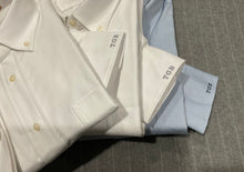Load image into Gallery viewer, R P SHIRT / CLASSIC BUTTON DOWN OXFORD CLOTH / WHITE AND BLUE / MONOGRAMS
