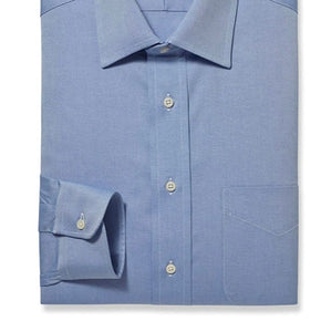 R P SHIRT / CLASSIC SPREAD COLLAR / FINE PINPOINT 80'S 2-PLY / LIGHT BLUE AND MEDIUM BLUE / MONOGRAMS