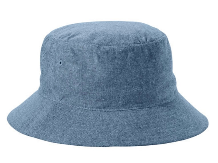 R P LUXE BUCKET HAT / DENIM CHAMBRAY COTTON / UNISEX / 3 CUSTOM MALIBU BEACH COLORS