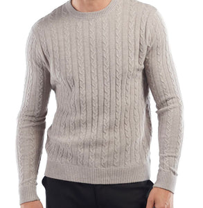 R P CABLE 100% CASHMERE LUXURY SWEATER / CREW NECK / 9 COLORS / S TO XXL