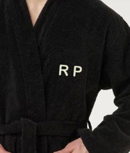 Load image into Gallery viewer, R P LUXURY ROBE WITH HOOD / COTTON TERRY / MEN / WOMEN / BLACK / WHITE / MONOGRAMS
