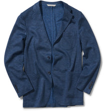 Load image into Gallery viewer, R P SOFT JACKET / LORO PIANA / BLUE  KNIT / WOOL SILK LINEN / 38 TO 48
