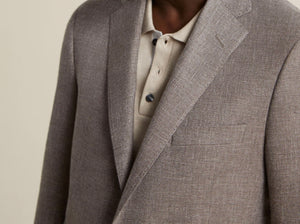 R P SPORTS JACKET / LIGHT BROWN / WOOL LINEN SILK / CONTEMPORARY FIT