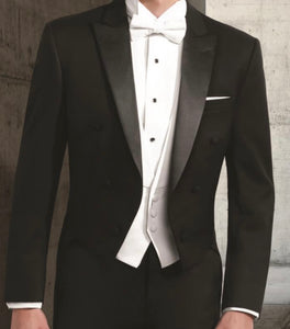 R P TUXEDO FORMAL TAILS / BLACK / 100% WOOL / 34 TO 54 / REG / LONG / SHORT