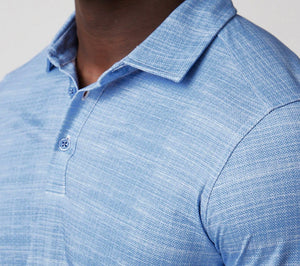 R P LUXURY POLO SHIRT / BLUE TEXTURE / PURE COTTON / 2 COLORS / S TO XXL