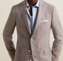 Load image into Gallery viewer, R P SPORTS JACKET / SOFT JACKET / NAVY &amp; RED CHECK / WOOL SILK LINEN / CONTEMPORARY FIT
