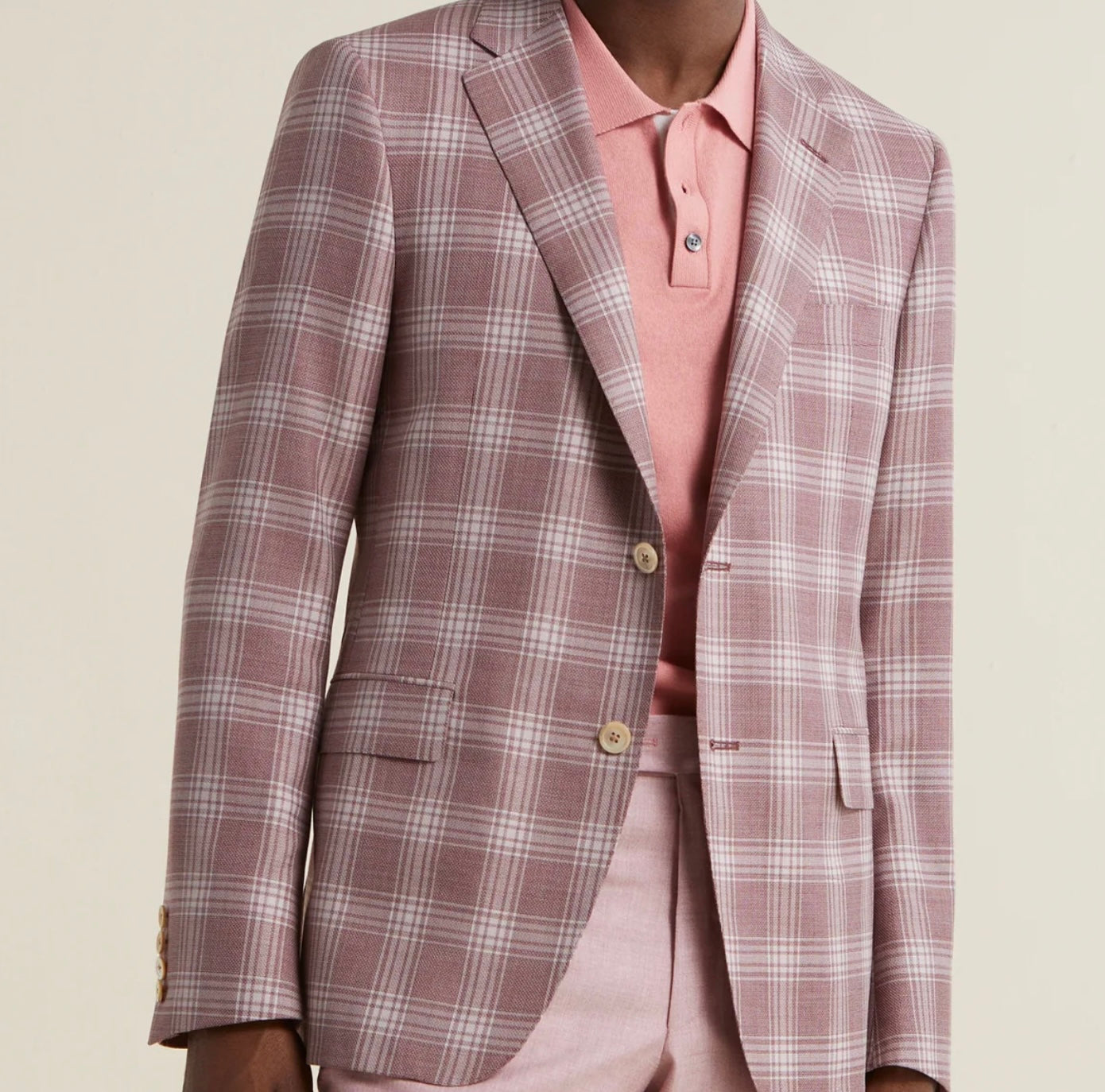 R P SPORTS JACKET / ROSE PLAID / ZEGNA WOOL & SILK / CONTEMPORARY FIT