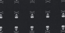 Load image into Gallery viewer, R P DESIGNS TUXEDO SHIRT / HAND PLEATED FRONT / BLACK SKULL &amp; CROSSBONES / COTTON
