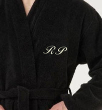 Load image into Gallery viewer, R P LUXURY ROBE WITH HOOD / COTTON TERRY / MEN / WOMEN / BLACK / WHITE / MONOGRAMS
