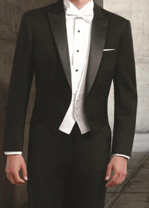 R P TUXEDO FORMAL TAILS / BLACK / 100% WOOL / 34 TO 54 / REG / LONG / SHORT