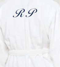 Load image into Gallery viewer, R P LUXURY ROBE WITH HOOD / COTTON TERRY / MEN / WOMEN / BLACK / WHITE / MONOGRAMS
