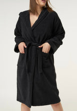 Load image into Gallery viewer, R P LUXURY ROBE WITH HOOD / COTTON TERRY / MEN / WOMEN / BLACK / WHITE / MONOGRAMS
